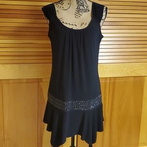 Venezia brand long, black sleeveless top